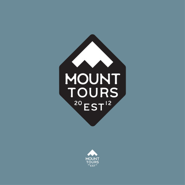 山旅游的标志。极限运动的象征。冰峰和菱形徽章上的字母。图片下载