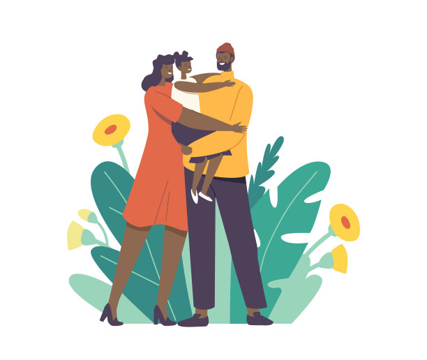 幸福的家庭关系，慈爱的父母亲吻孩子图片下载