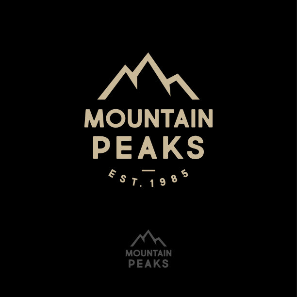 山峰会徽。山峰和文字的剪影。图片下载
