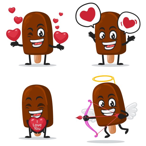 矢量插图上的巧克力冰淇淋棒子吉祥物或角色图片下载