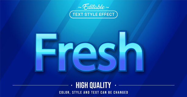 可编辑的文本样式效果-新鲜的蓝色文本图片下载