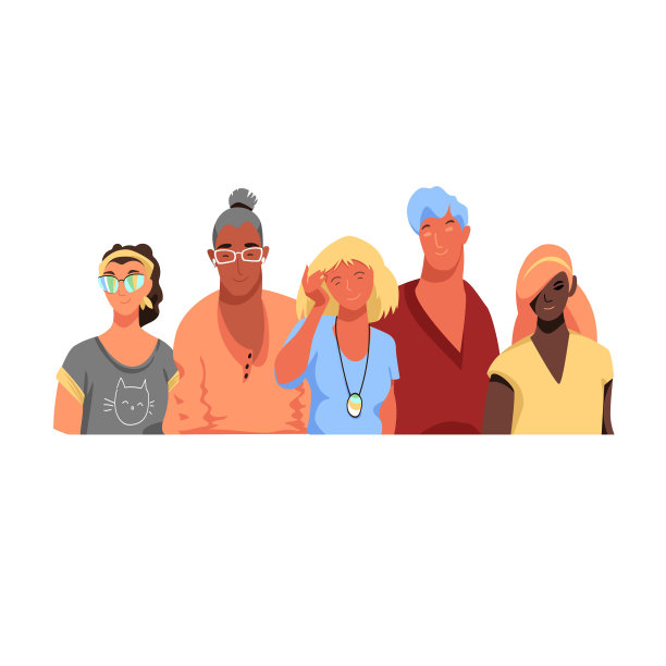 一群人。矢量图像的男人和女人在颜色的衣服图片下载