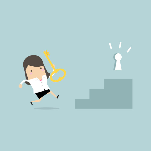 女商人拿着钥匙跑到钥匙孔图片下载