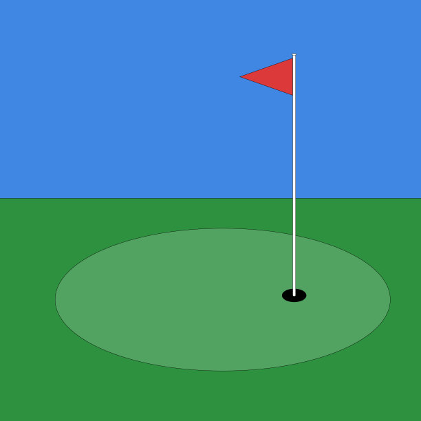 高尔夫球的绿洞和旗的图形说明，用作图标或标志图片下载