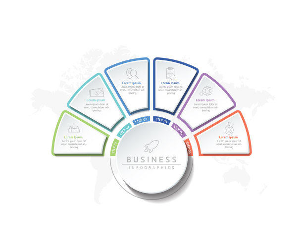 矢量插图信息图设计模板，业务信息，演示图表，6个选项或步骤。图片下载