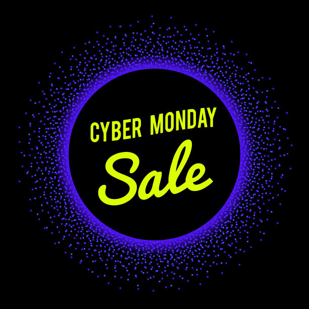 网络星期一活动的霓虹灯销售技术横幅。向量图形模板图片下载