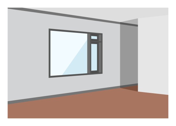 透视中的空房间。简单的平面插图。图片下载