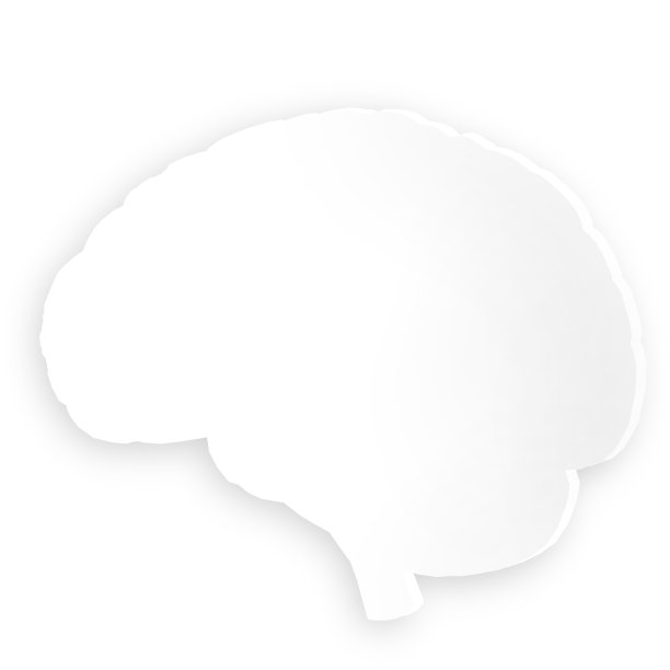 白色大脑形状的3D插图与阴影，3D背景。图片下载