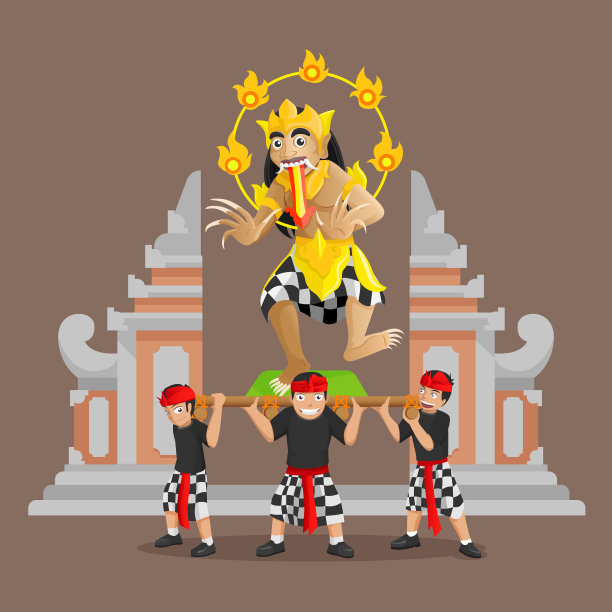 巴厘人的ogoh - ogoh大游行与大门图片下载