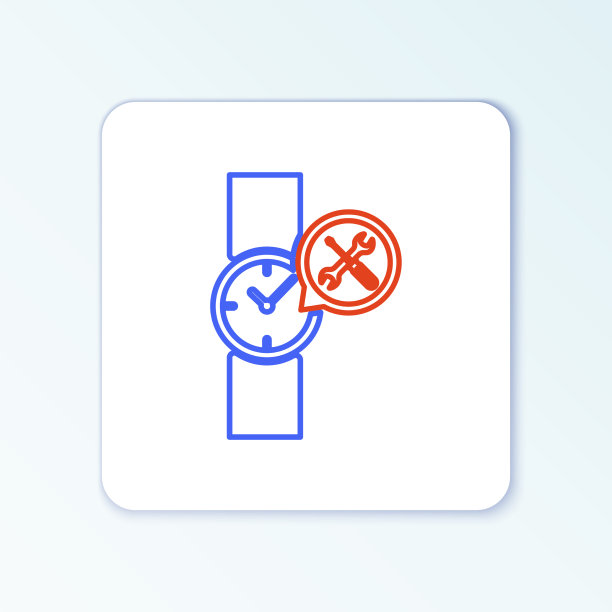 线腕表与螺丝刀和扳手图标图片下载