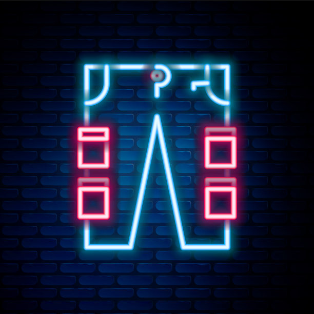 发光的霓虹线工装裤图标孤立图片下载