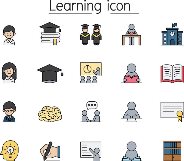 学习学习教育图标设置填充大纲图片下载