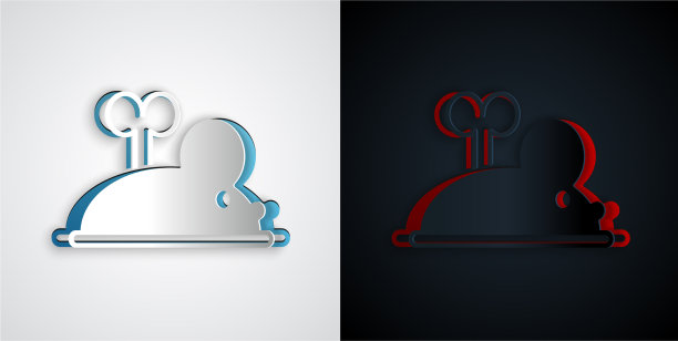 剪纸发条鼠标图标孤立在灰色图片下载