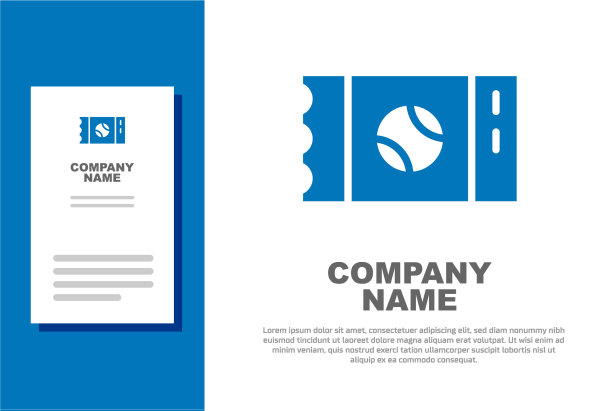 蓝色棒球票图标孤立在白色图片下载