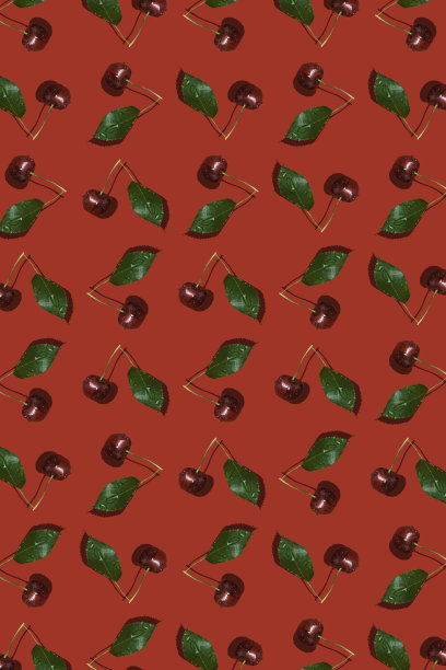 红色背景上的樱桃色图片下载