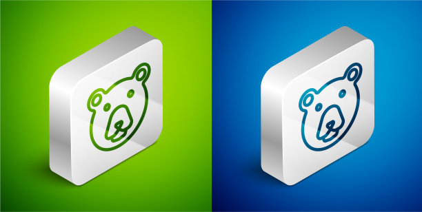 等距线与头图标隔离在绿色上图片下载