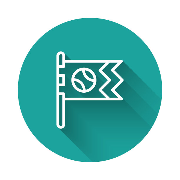 白色线旗与棒球图标隔离图片下载