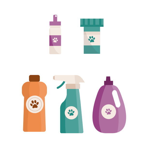 设置护理和兽医配件，宠物洗发水和图片下载