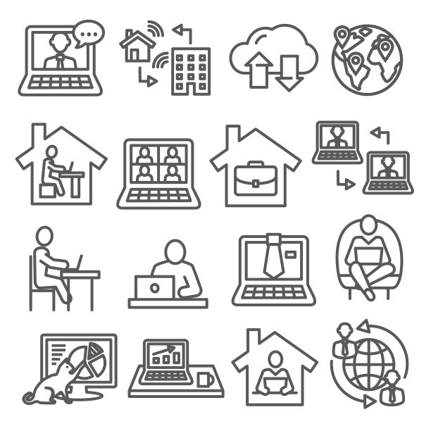 Home工作线白色背景上的图标图片下载