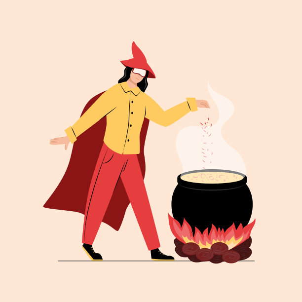 女巫准备药水平面卡通图片下载