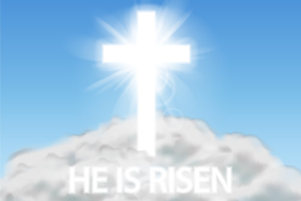 复活节的背景是十字架和天空的白色图片下载