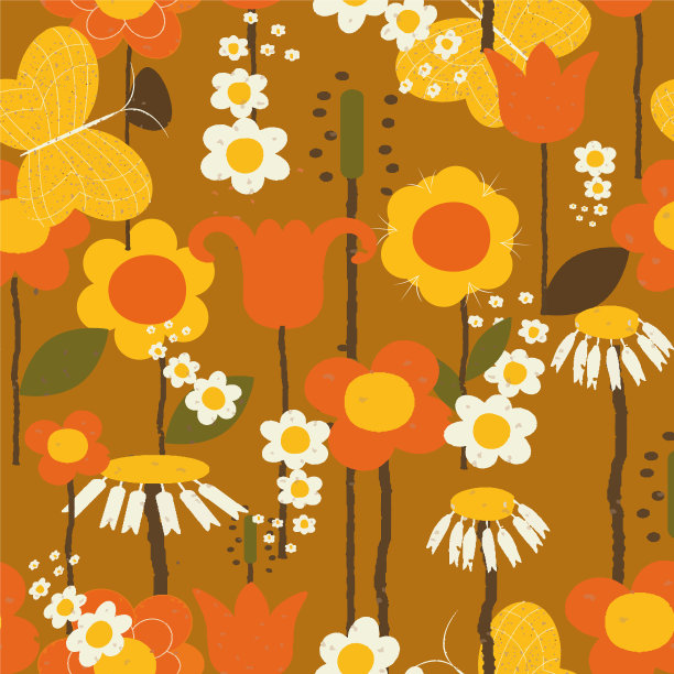 复古多花无缝重复图案图片下载