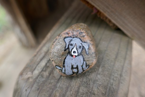 可爱的小狗狗画在善良的岩石上图片下载