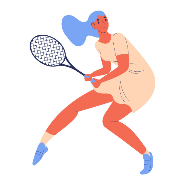 女子用球拍训练网球卡通图片下载