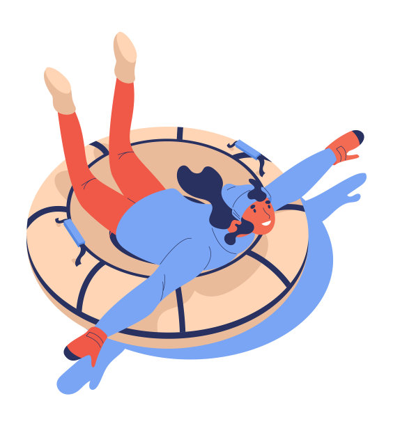 女人骑油管甜甜圈隔离在白色运动图片下载