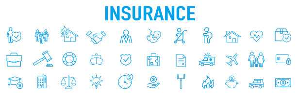 保险图标设置矢量插图。图片下载
