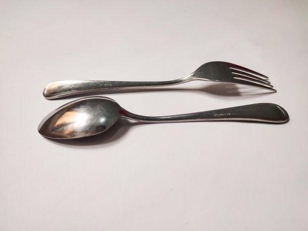 勺子和叉子孤立在白色图片下载