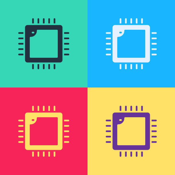 带有微电路的波普艺术计算机处理器图片下载