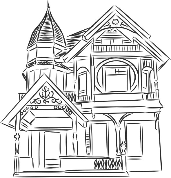 手绘房屋建筑草图图片下载