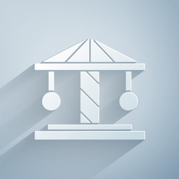 剪纸吸引旋转木马图标孤立上图片下载