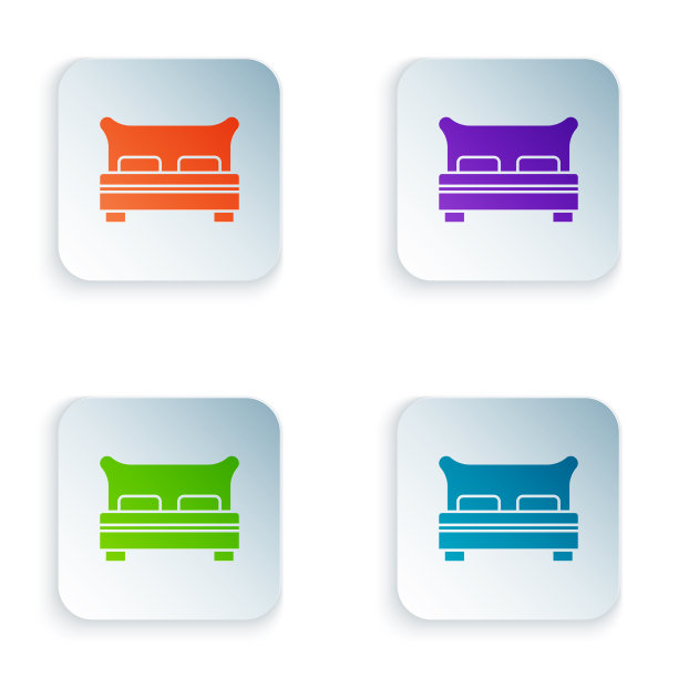 彩色大床为两人或一人图标孤立图片下载