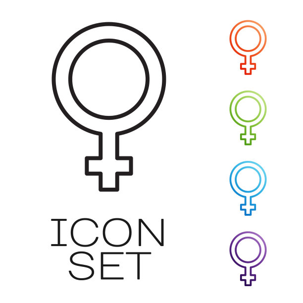 黑线女性性别符号图标孤立上图片下载