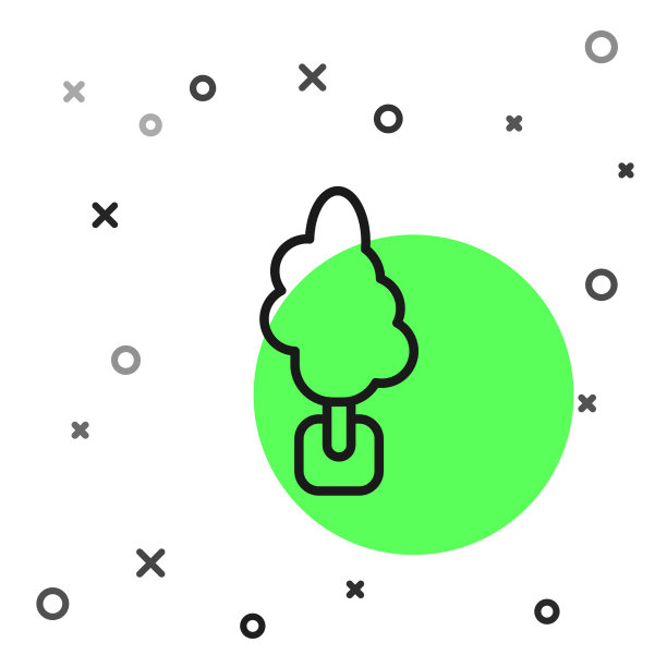 黑线树图标孤立在白色背景图片下载