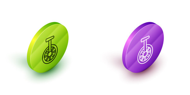 等距线独轮车或单轮自行车图标图片下载