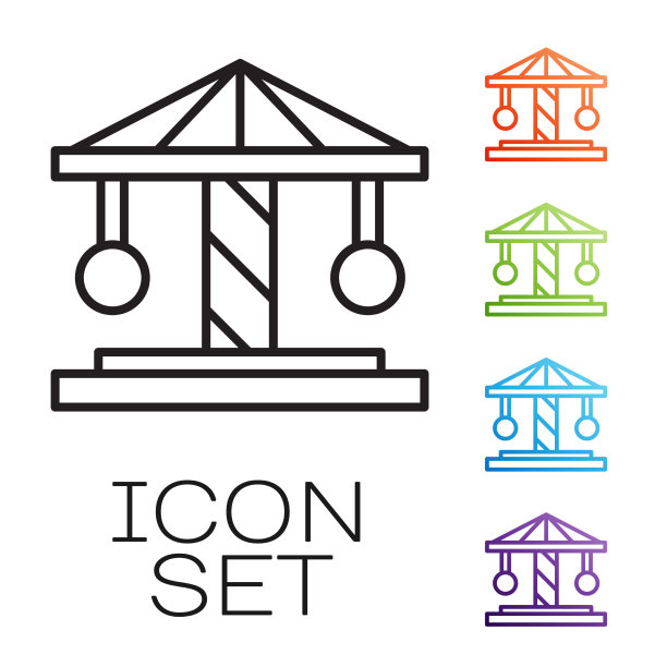 黑线吸引旋转木马图标孤立上图片下载