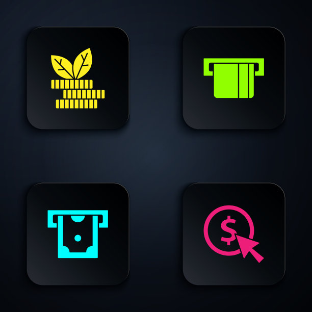 设置硬币与美元植物ATM机和图片下载