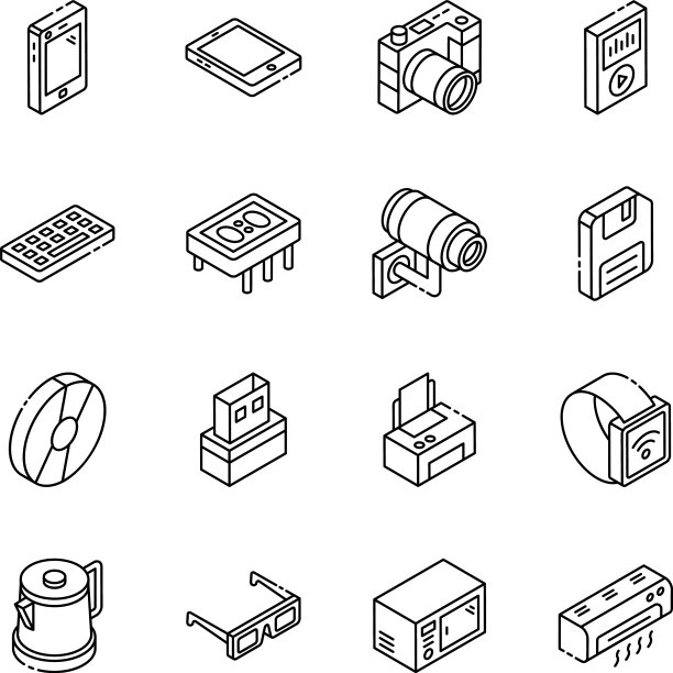 电子电器线性等距图标图片下载