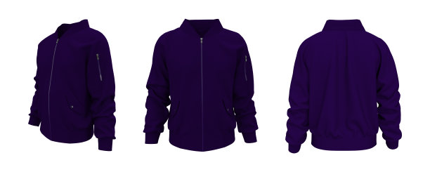 轰炸机夹克模型的正面，侧面和背面的观点图片下载