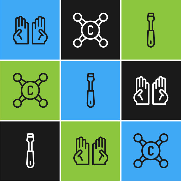 设置线橡胶手套螺丝刀和水龙头图片下载