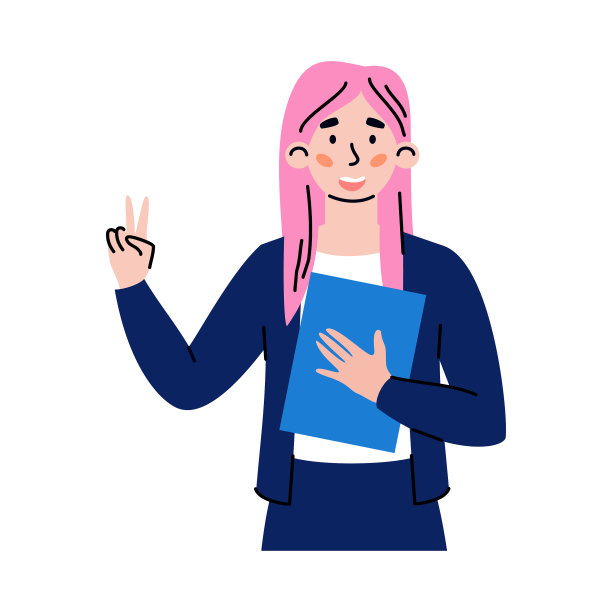 商界女性用手势胜利卡通图片下载