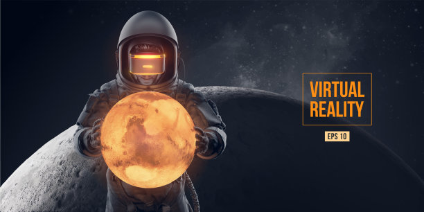 戴着虚拟现实眼镜的Vr头盔宇航员图片下载