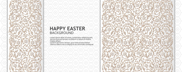 复活节快乐的背景与阿拉伯式花卉图片下载