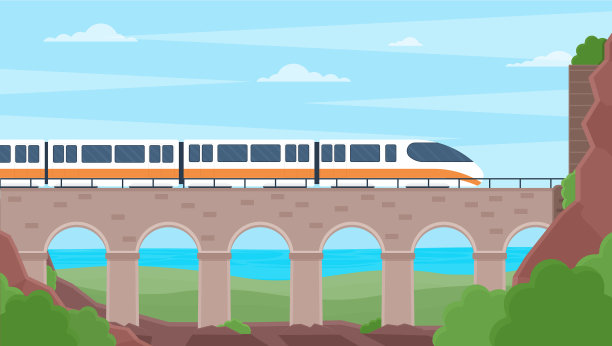 时间旅行火车概念海景图片下载