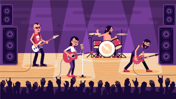 流行摇滚乐队由一名女歌手演唱图片下载