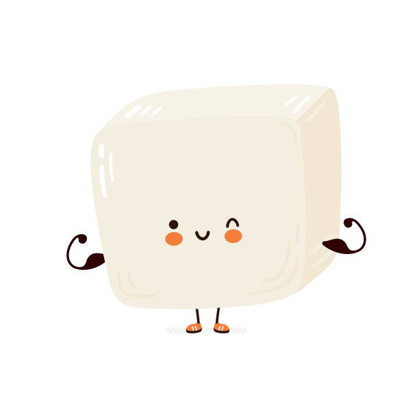 可爱搞笑的豆腐秀肌肉手绘图片下载