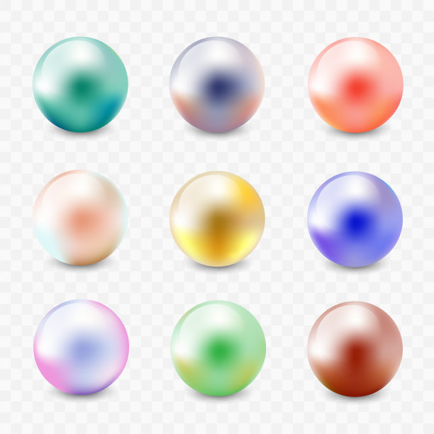 逼真的不同颜色珍珠设置3d光泽图片下载